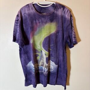 The‎ Mountain Evolution Polar Bear Aurora Borealis Purple Tie Dye T-Shirt XL